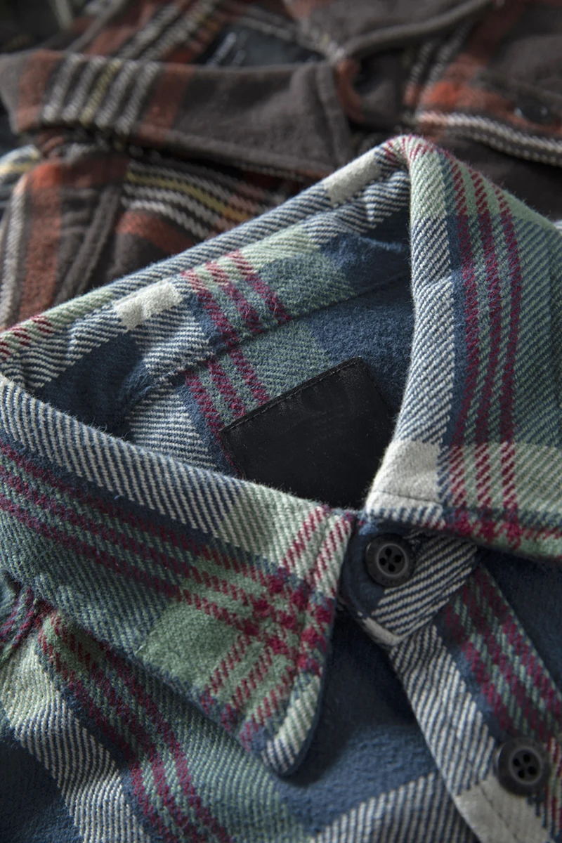 Wholesale Men Fleece Flannel Shirts Long Sleeve Button Up Shirt Custom Logo 100% Cotton Classic Fit Plaid Flannel Shirts