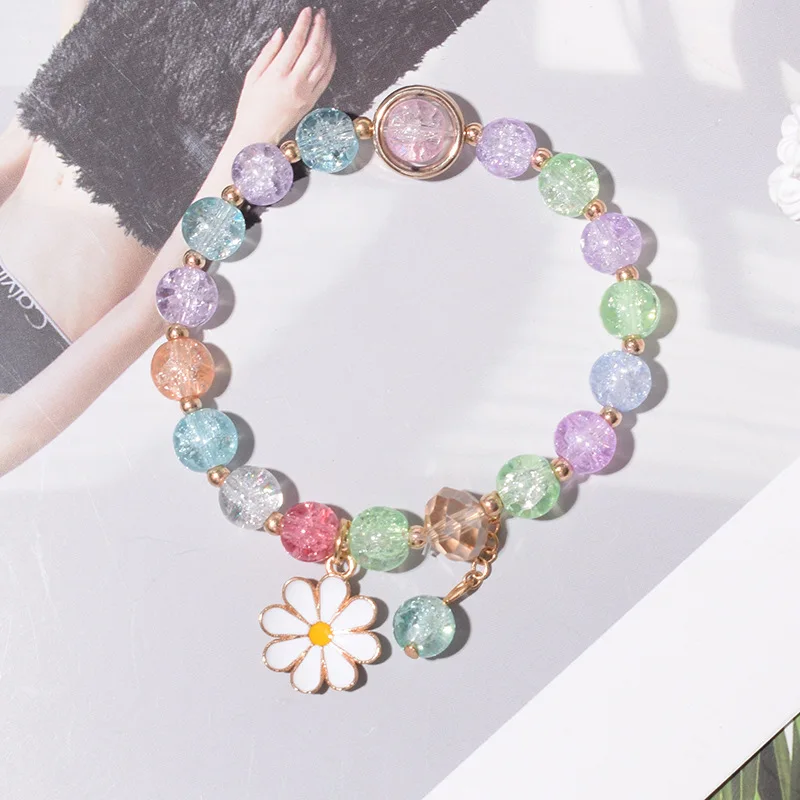 Timed Promotions New Flower Pendant Colorful Crystal Glass Beaded Bracelets 8mm Beads Bangle Chain Sets Jewelry Making