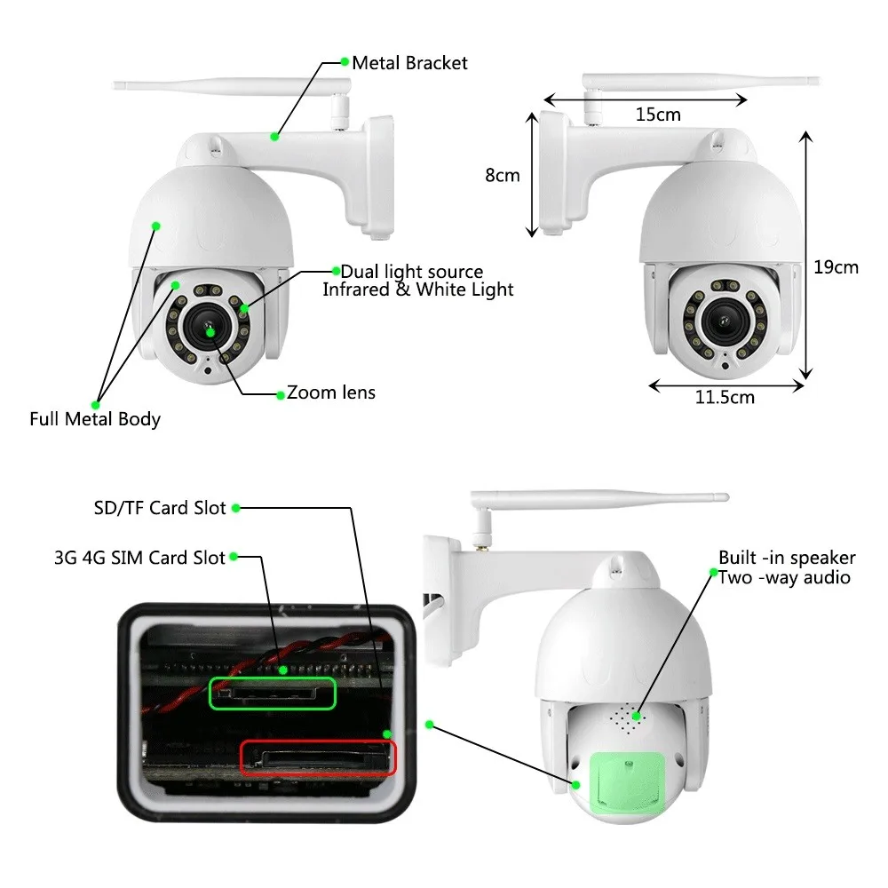 5MP 8MP 4K 4G WIFI Network Camera 10X Zooming Auto Tracking Wireless IP Camera