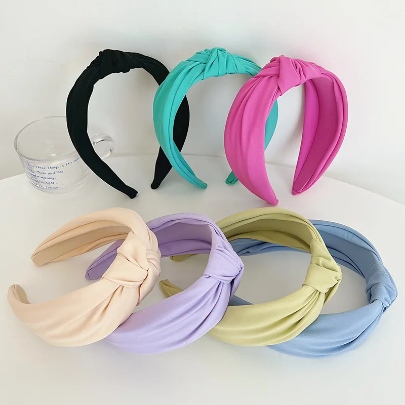 Europe and the United States solid color hair band fashion wide edge knot headband for women face wash headband