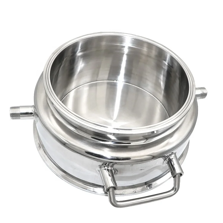 Sanitary SS304 jacketed splatter platter with handle for closed loop extractor