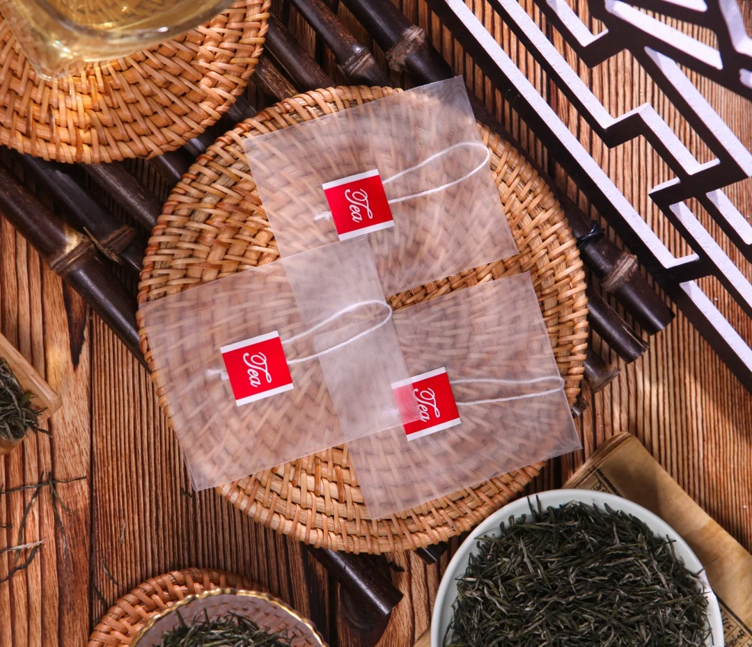 PA Nylon Triangle Rectangular Mesh Tea Bag With Custom String And Label tea bag packing Loose Tea and Herb