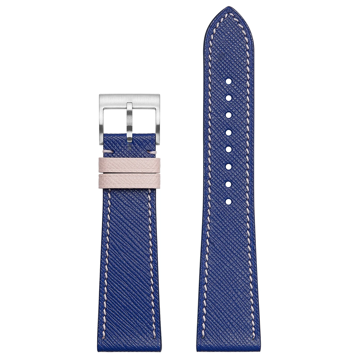 French Saffiano Goat Leather Watch Straps Blue Customization Replacement for All Watches