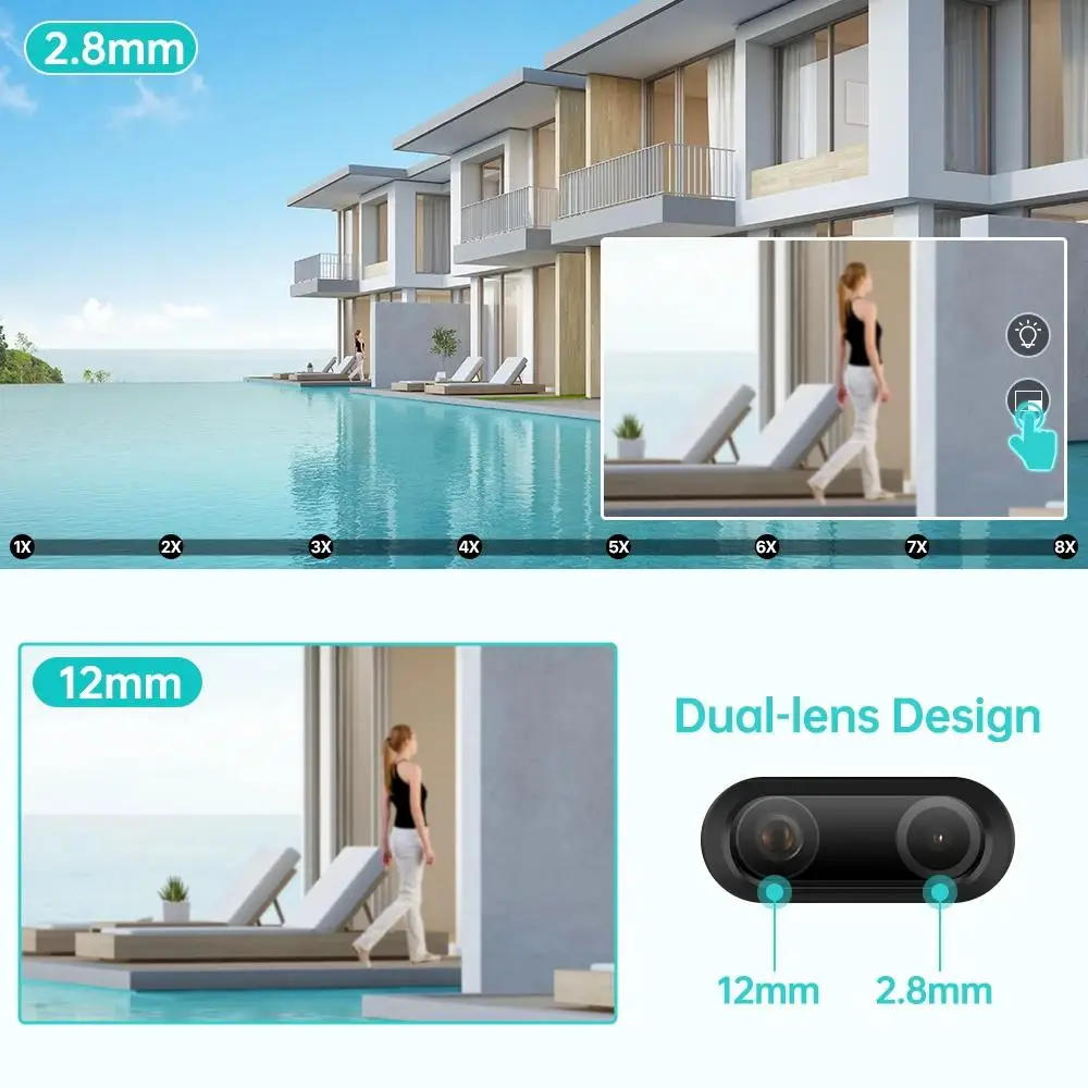 8MP 4K PTZ IP Camera 8x Zoom Dual-Lens Human Detect CCTV 4MP Outdoor Waterproof External Wifi Surveillance Camera ICSEE