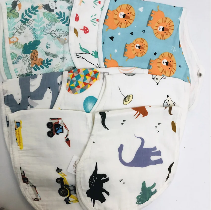 
Cotton 6 Layers Extra Absorbent Machine Washable Soft Large Printed Cartoon Baby Muslin Burp 
