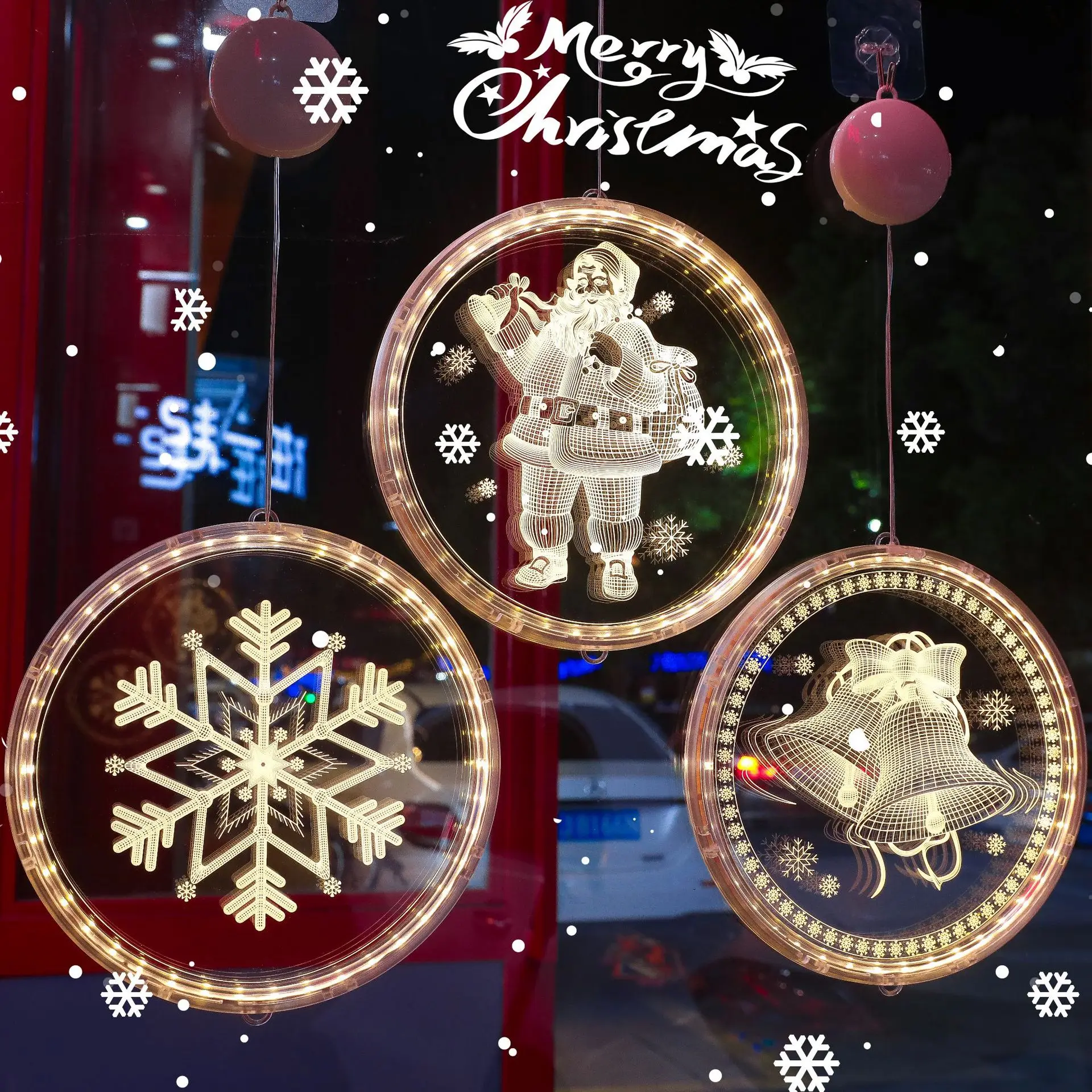 LED Christmas Light for Window Outdoor Indoor Hanging 3DLight Battery Operated for Fireplace ChristmasTree Festive Party  Decor