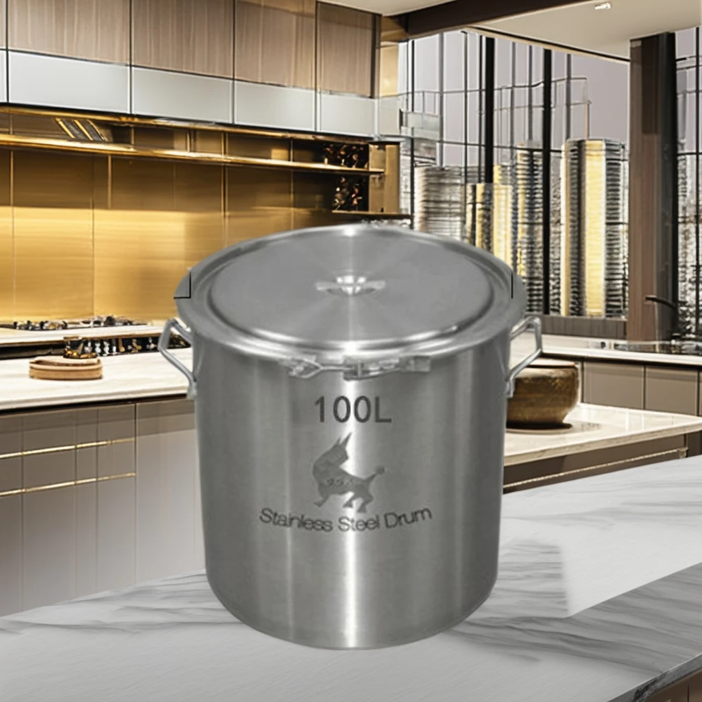 100 liters Fermentation Barrel Stainless Steel Milk Can and Wine Pail with Lid for Water Oil Liquid Storage for Food Use