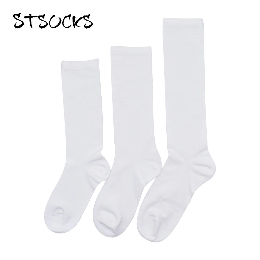 Wholesale Manufactures Custom Logo Fashion Black White School Students Children Knee High Tube Crew Socks
