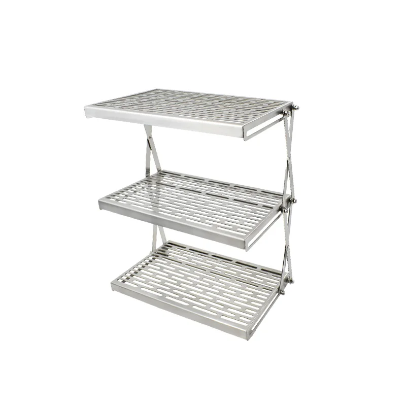 Stainless steel  folding multifunctional  Collapsible and portable outdoor camping display table Racks