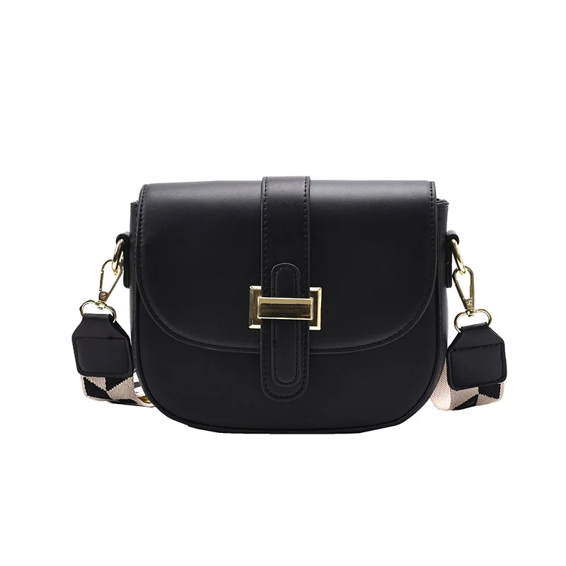 YIMYIK 2021 New Hotsal Popular PU Bag Women Fashion Casual West Wide Shoulder Strap Messenger Bag Wild Saddle Bag