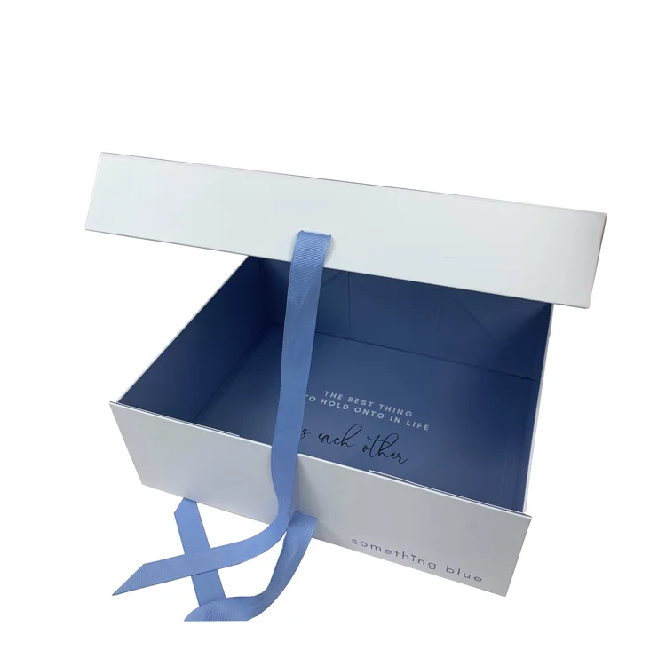 HENGXING Custom cardboard flat pack folding box packaging magnetic paper foldable gift box with ribbon