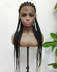African Braided Wig Wholesale Cheap Raw Indian Virgin Kinky Curly Human Hair Hd Full Lace Frontal Wig