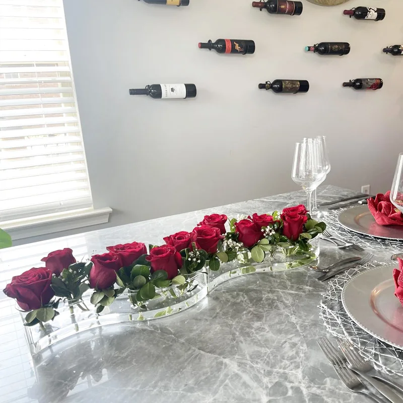 S Shape Clear  Flower Bud Table Vase Acrylic Flower Vase for Home Grand Wedding Decoration