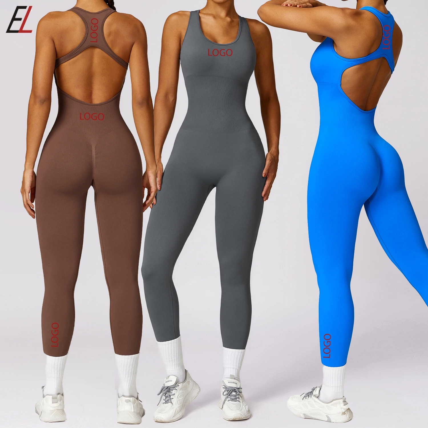 Customize Women Jumpsuit Yoga Workout Bodysuit Women Workout Sportswear Running Yoga Compression Seamless Jumpsuit For Women