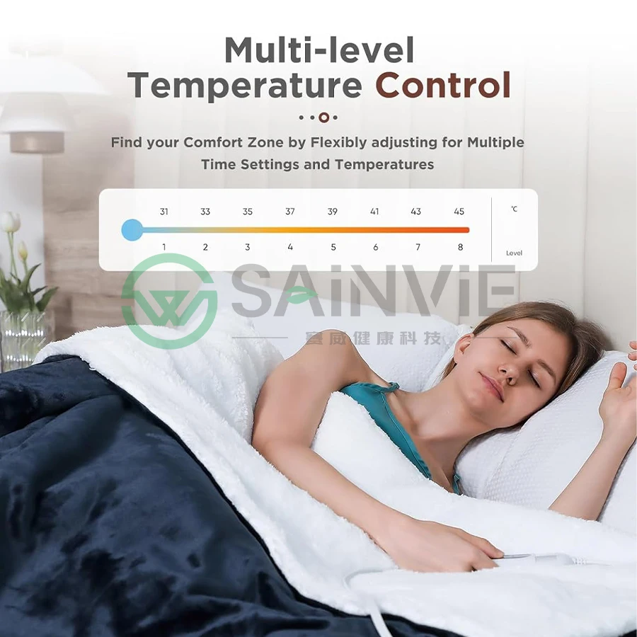 2024 110v custom washable electric throw heated over blanket for bed and winter