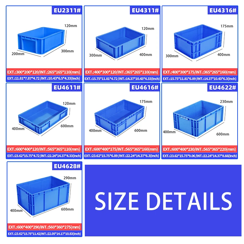Heavy Duty Industrial Storage Bins Eu Crate Multifunctional Large Storage Pp Plastic Turnover Box