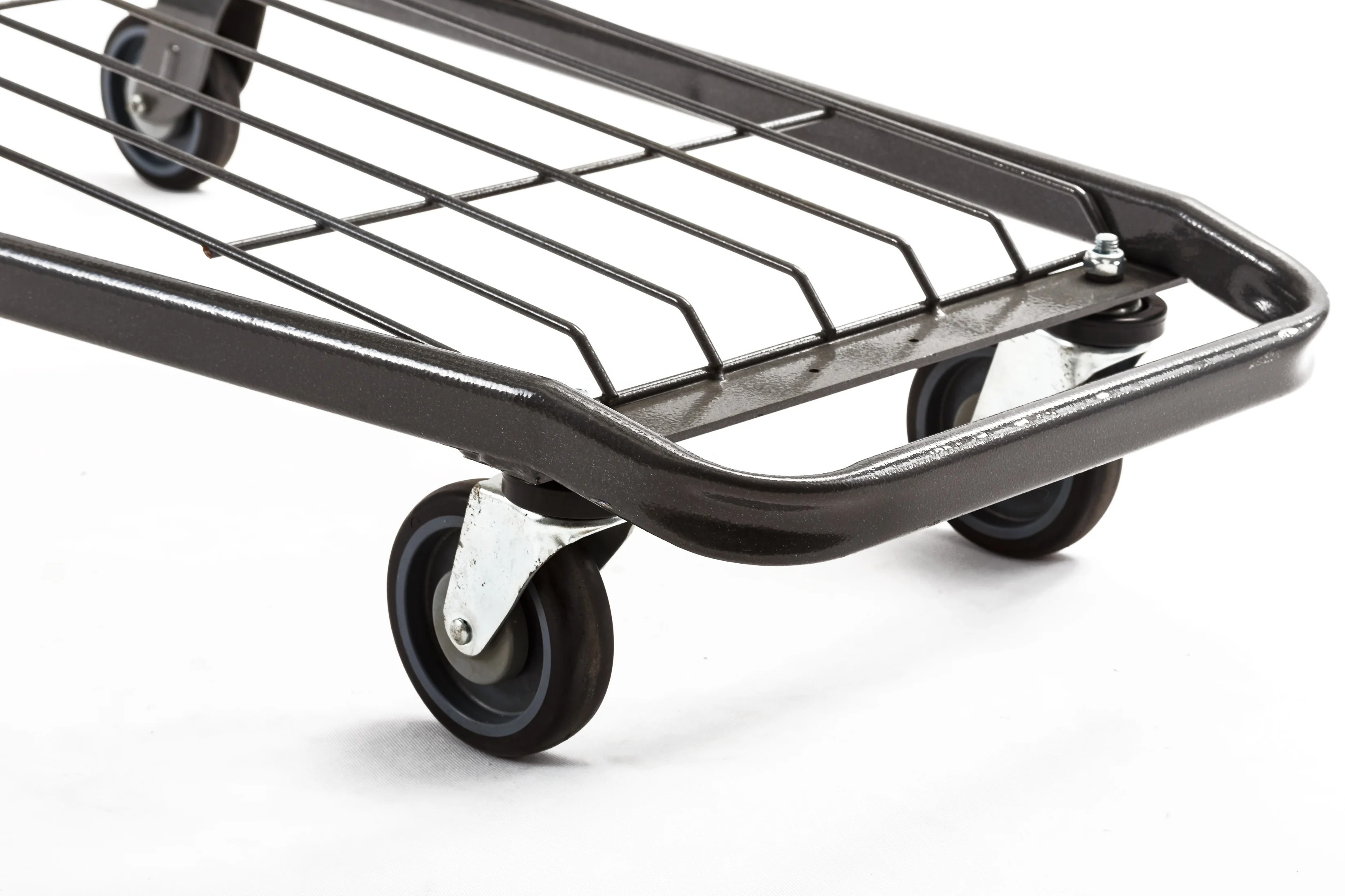 Double Layer Cart Metal Supermarket Store Unfolding Shopping cart trolley