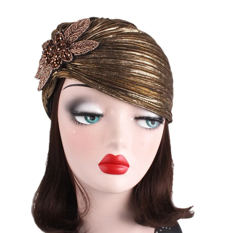 Muslim Hair Jewel Turban Hijab Outdoor Luxury Women Hair Accessories Beauty Bandanas Chemo Hats