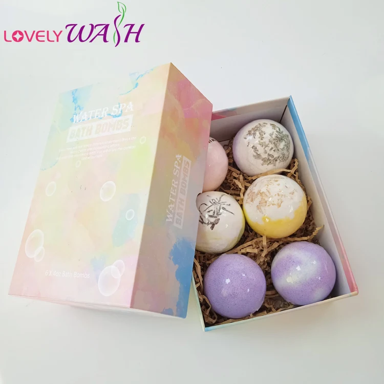 Wholesale Rainbow Colorful Bubble Fizzy Organic Bath Bombs 110g Gift Set 12pcs  Bath Bomb for Kids