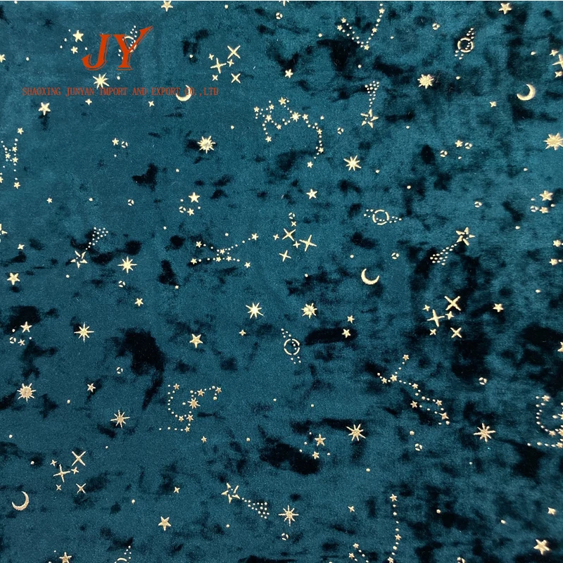 A0559 Low Price Soft Gold Velvet Foil Printed Velvet For Toy Sparkle Shaggy Fabric And Garment