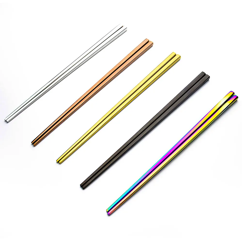 5 Pairs Rainbow Stainless Steel SUS304 Chinese Chopsticks Set Food Grade Chops Korean Chopsticks Sets Chinese Dining Sticks