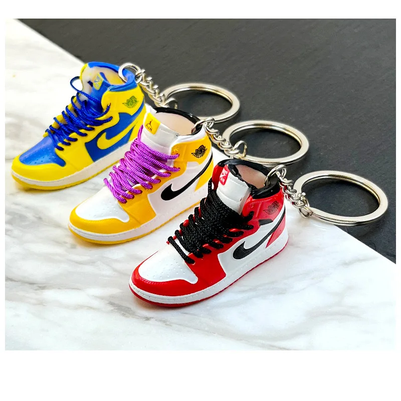 cute 3D Cartoon rubber N BA basketball Sneaker shoe keychains silicon J 0rdan Shoe Keychain car Bag pendant Keyring Key chain