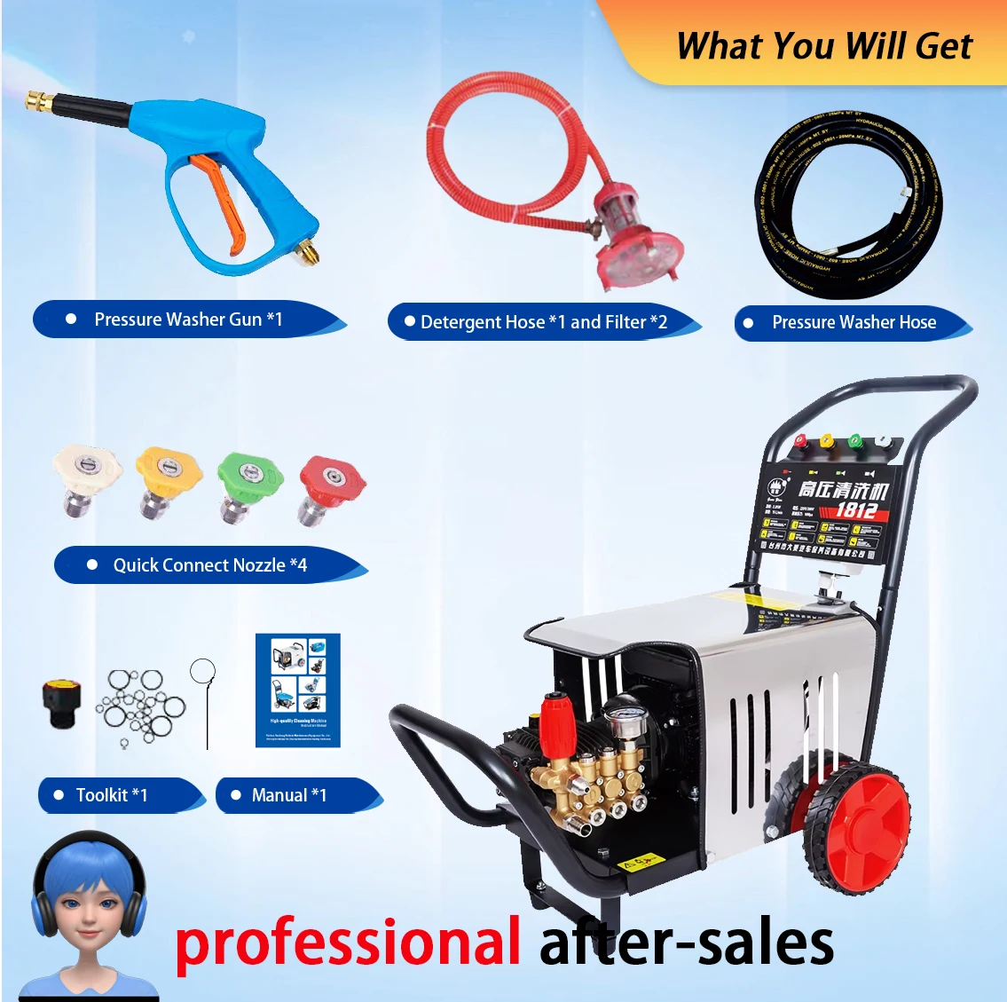 Factory Direct 2.2kW High Pressure Car Washing Machine 0-15L/min Electric High Pressure Washer