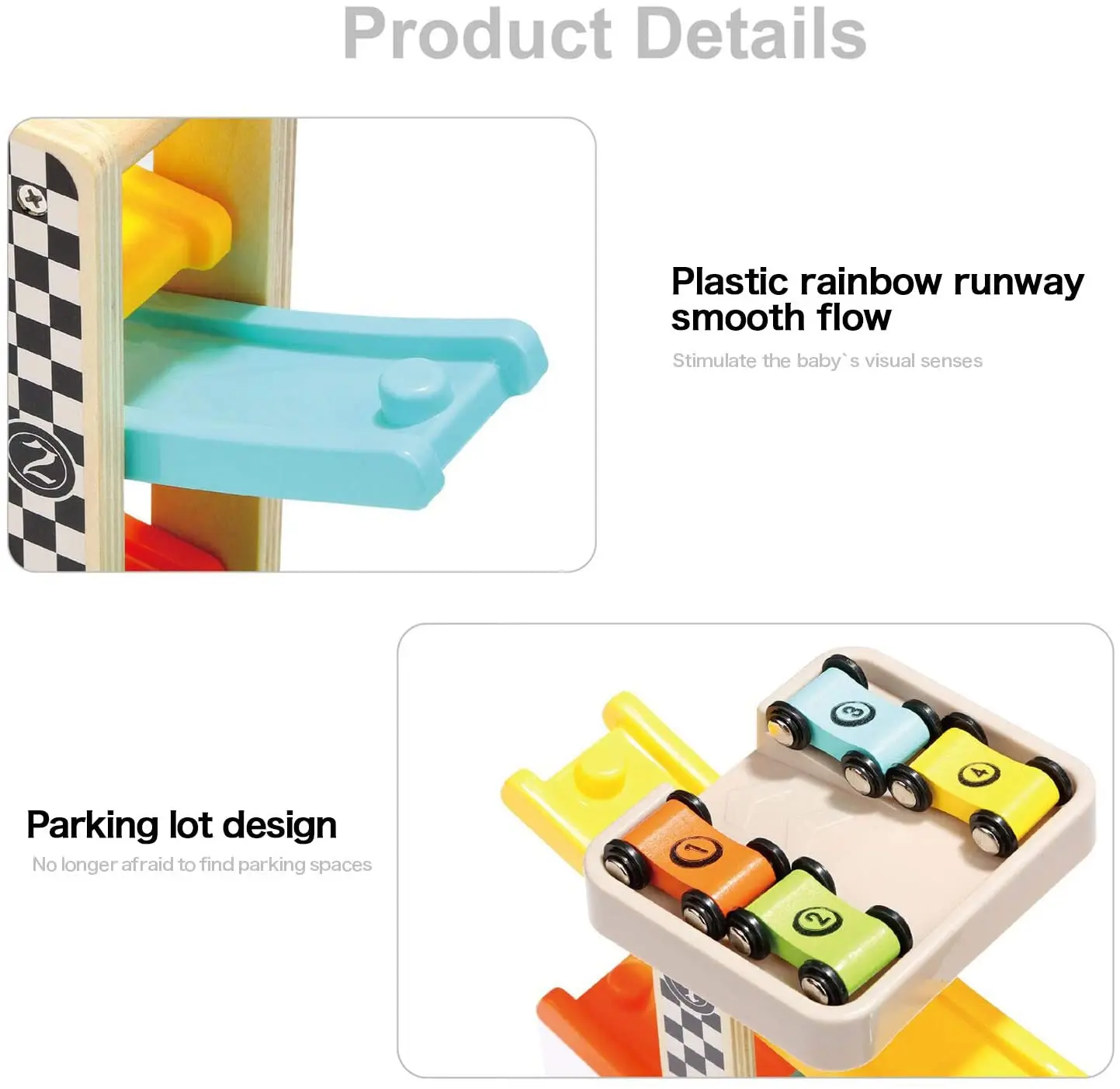 Toddler Toys for 1 2 Year Old Boy and Girl Gifts Wooden Race Track Car Ramp Racer with 4 Mini Cars