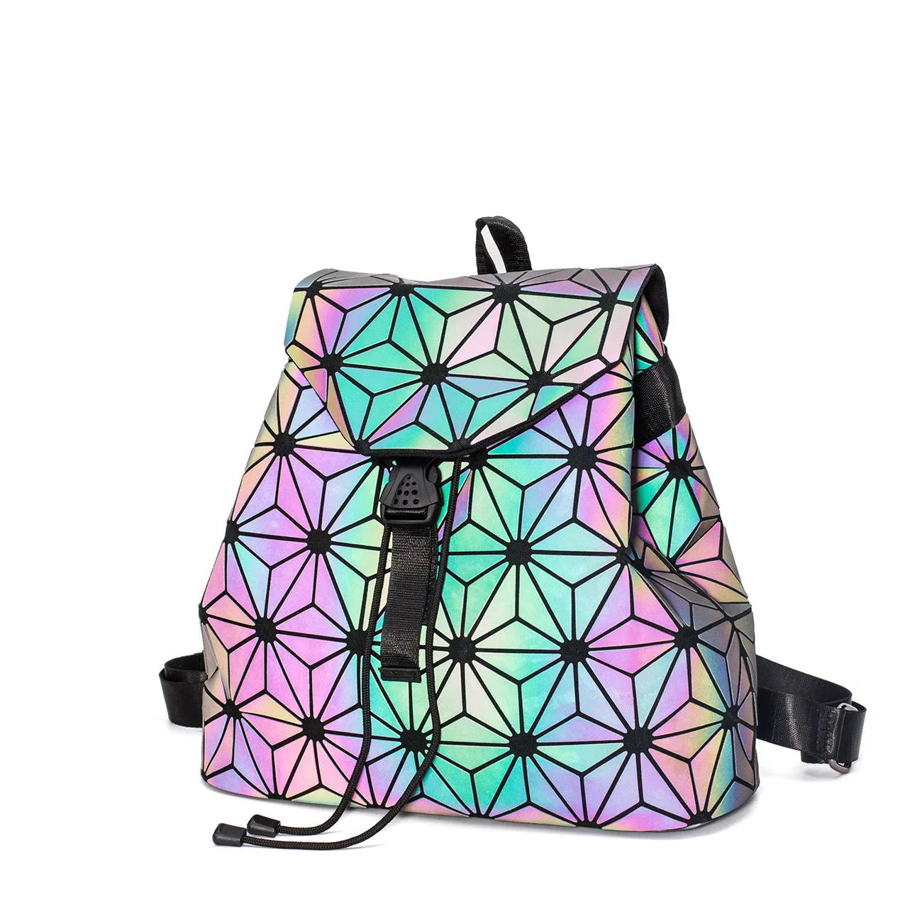 Hot Sale  Fashion Large Capacity Laser Luminous Geometric Rhombus Backpack