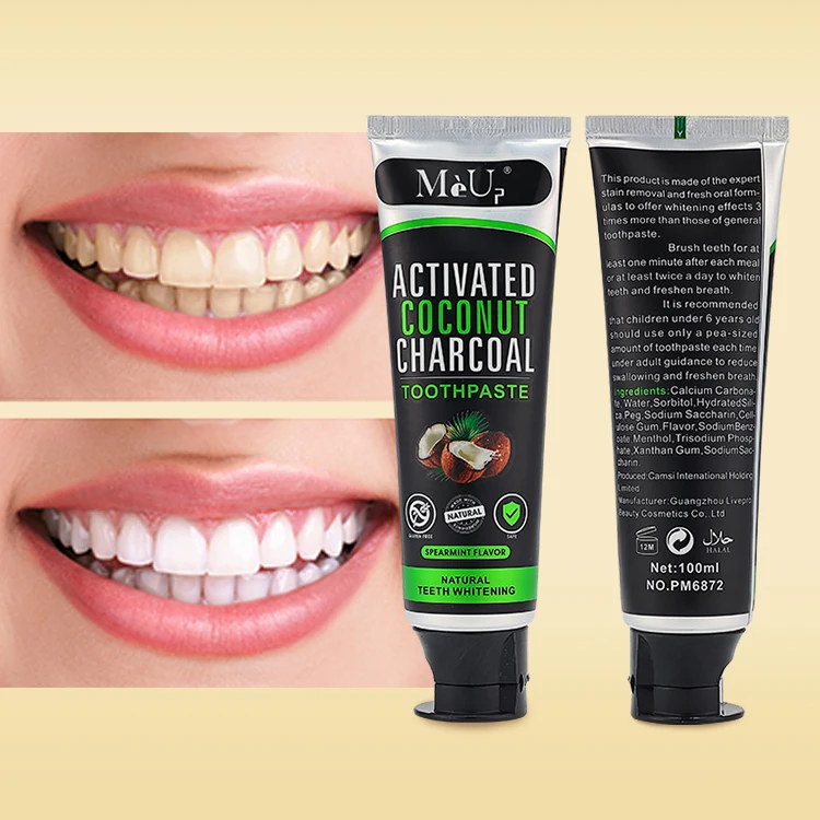 Private Label Oral Care Tooth Paste Organic Activated Coconut Bad Breath Stain Removal Teeth Whitening Charcoal Toothpaste