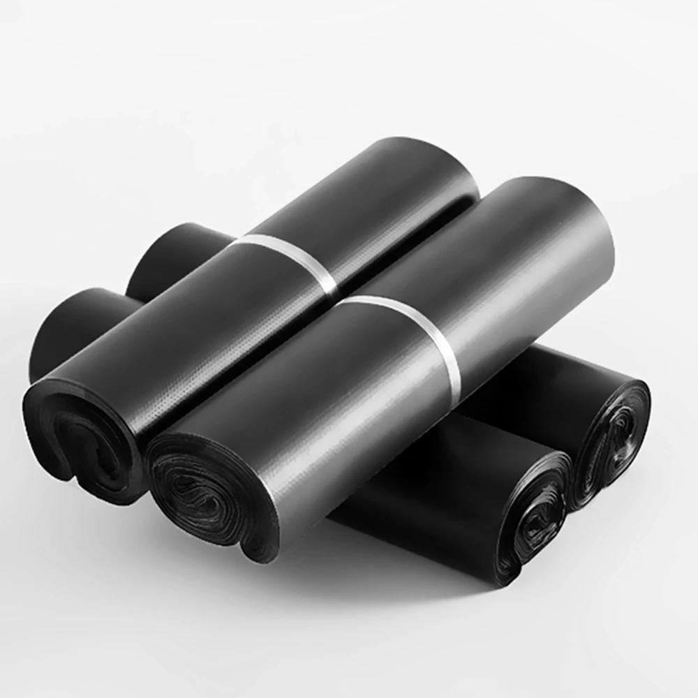 Low MOQ small business mailing packaging matte black plastic postal poly bag compostable polymailers with logo custom