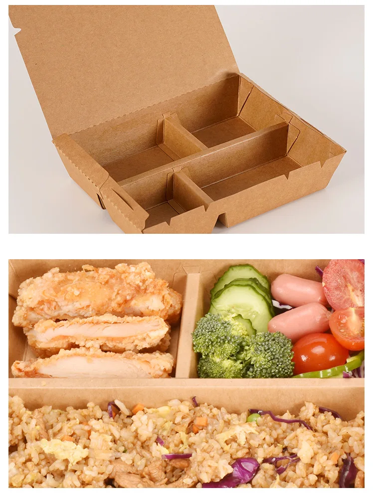 Biodegradable Custom Catering Food Boxes Recycled Paper Food Packaging Take Out Fast Food Packaging Paper Boxes