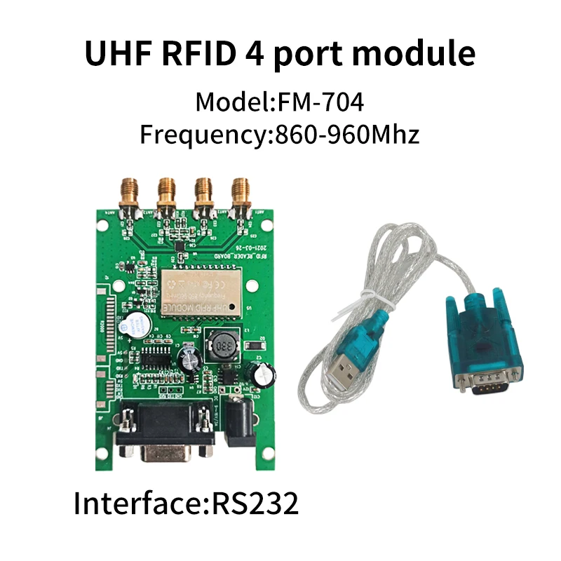 UHF RFID 4 Port Reader Module 860-960Mhz TTL/RS232 Interface Reader for Access Control Free Android SDK