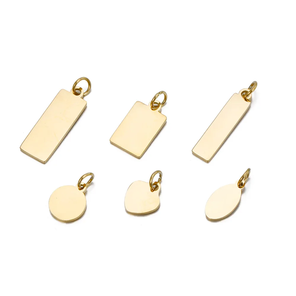 Fashion DIY Engraved Laser LOGO Jewelry Necklace Pendant Accessories Metal Tags Stainless Steel Engraving Custom Hang Tags