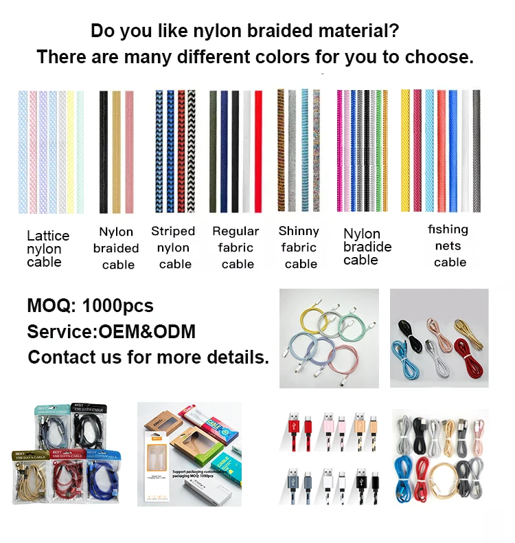 Hot Selling Nylon Braided USB Charging Cable Type C 1m 2m Custom Logo Mobile Type C Cable Fast Charging Usb C Cable for iphone