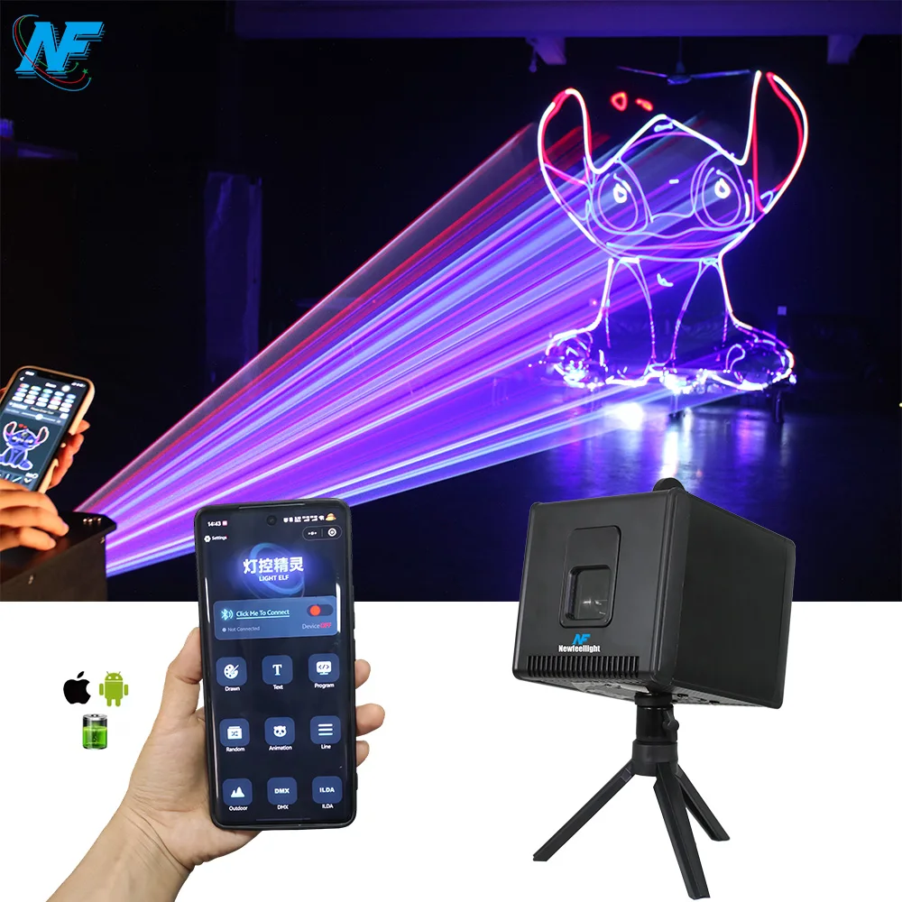 M7-4W Mini Lasercube 4W APP Laser Android & IOS Battery Powered RGB Animation DMX 3D Laser Light Stage Show For Dj Disco Club