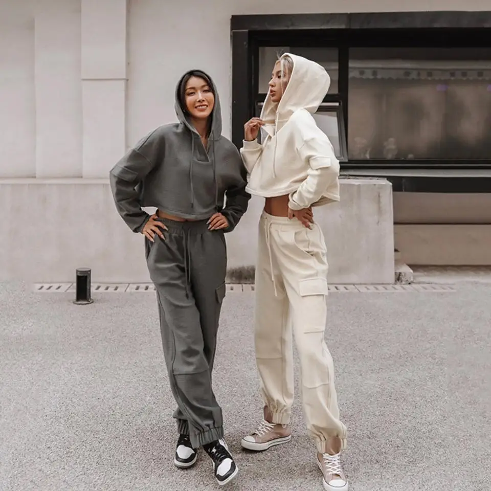 2023 The latest ladies multi-color cotton loose two-piece leisure blank multi-pocket set short spring and summer hot seller