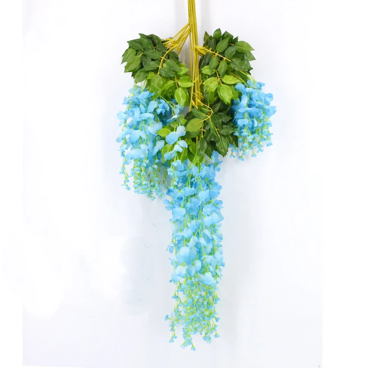 AL-18 cheap decorative plastic vine long stem silk white wisteria flowers garland artificial wisteria for sale