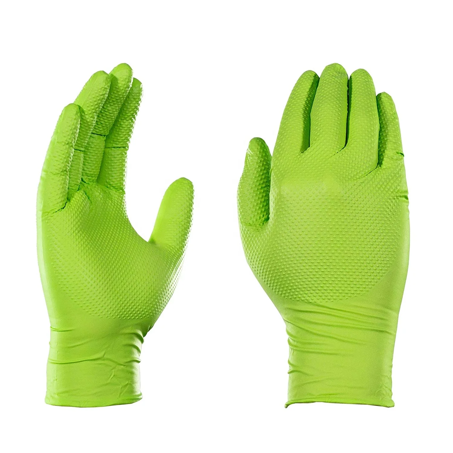 Latex Powered Free Mechanic Textured Nitrile Ruber Gloves Long Chemical Resistant