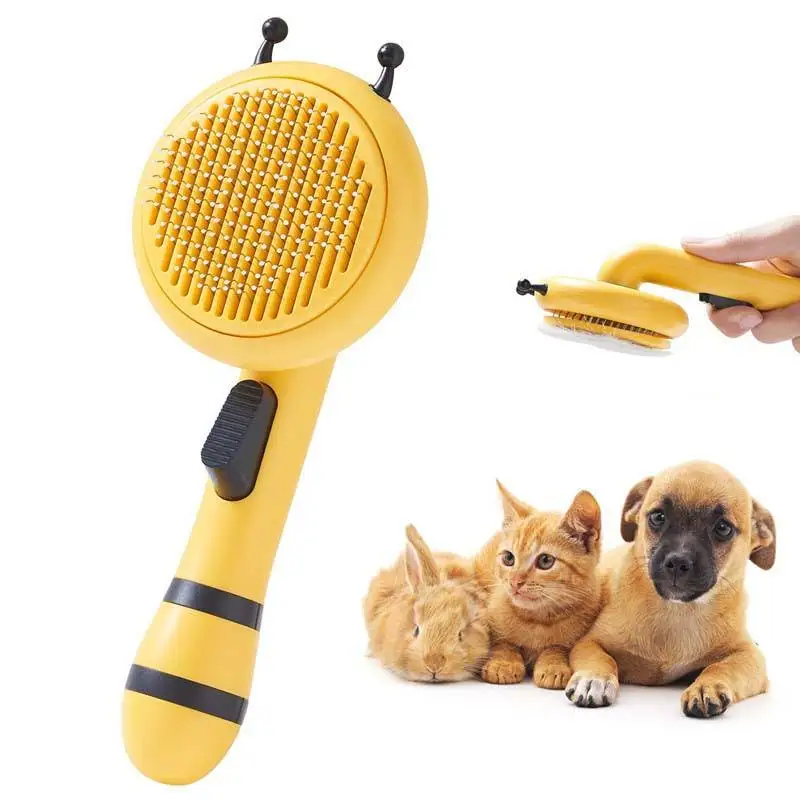 2024 New Stainless Steel Needle One-click Peine Cepillo para Mascotas Cat Floating Hair Remove Massage Pet Comb Brush
