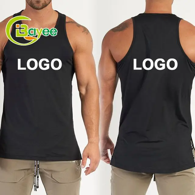Custom Men Sleeveless Cotton White Singlet Athletic Workout Fitness Muscle Stringer Tank Tops Travel Gym Skin Tight Vest