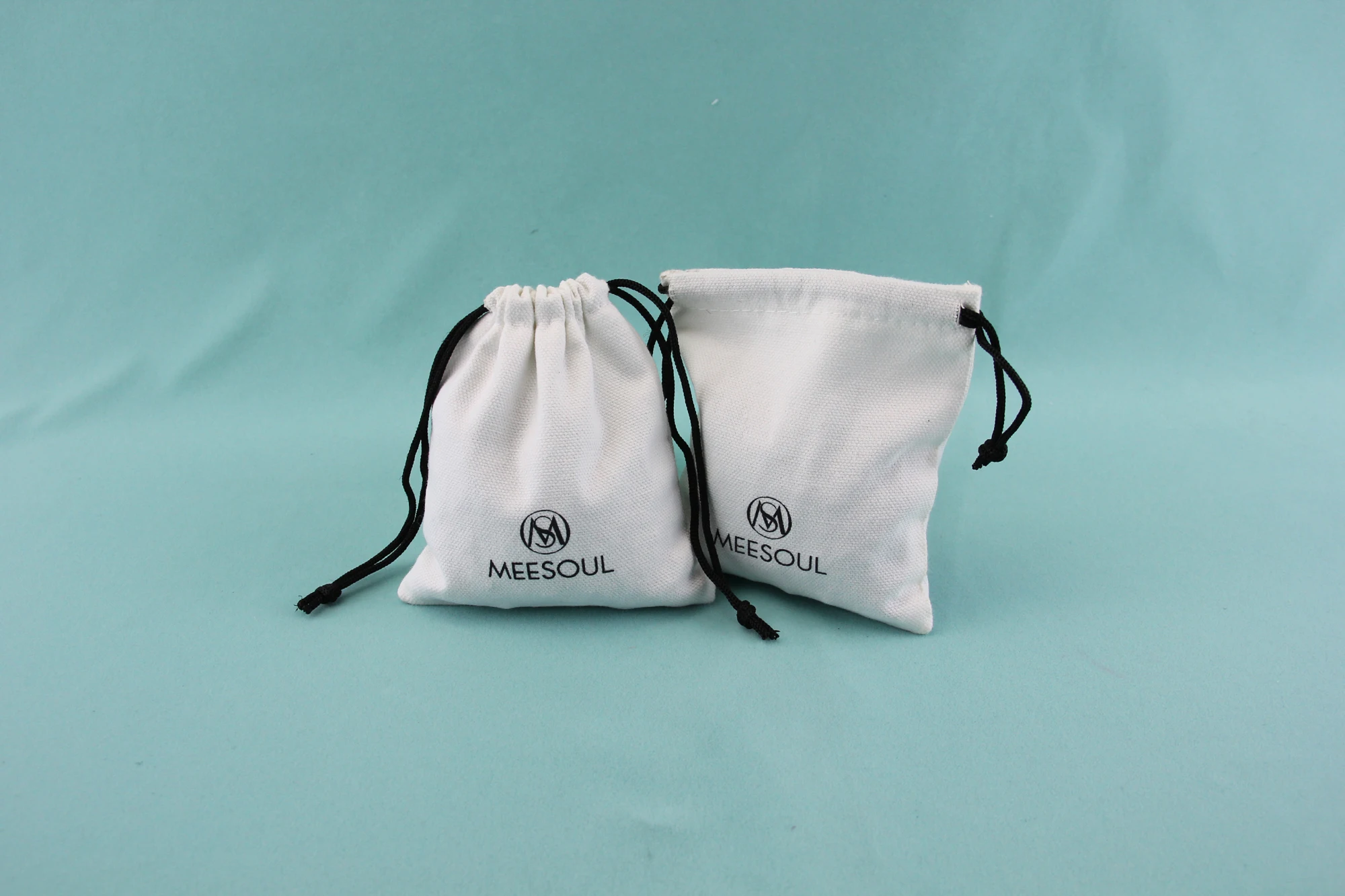 Custom White Canvas Drawstring Pouches Cover Cotton Bags Jewelry Party for Dust Gifts
