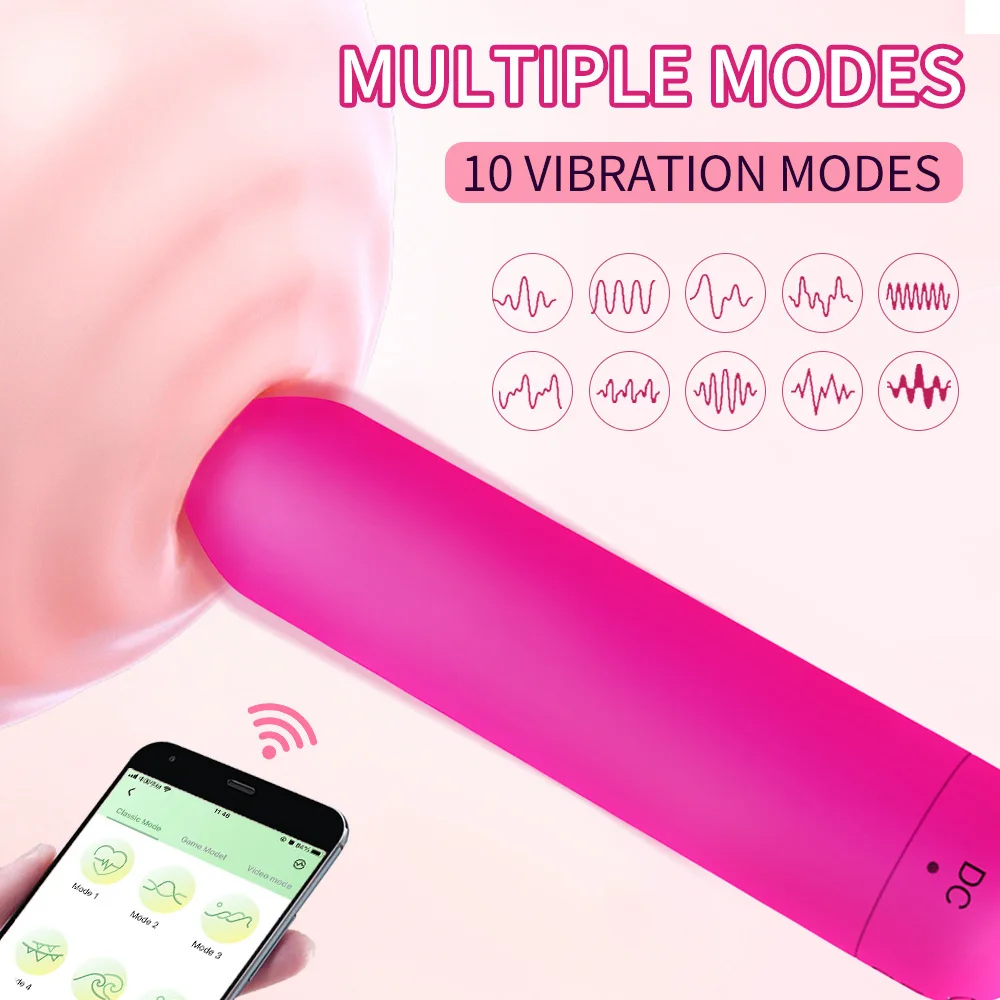 BUY1 GET A BAG! APP Operated USB Black Rechargeable 10 Speed Power Mini Vibrating Bullet Battery Small Vibrator For Women