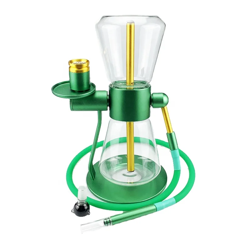 In Stock best selling new Gravity Glass Hookah Single Tube Glass metal Aluminum 360 black anti triangle  Gravity Shisha Hookah