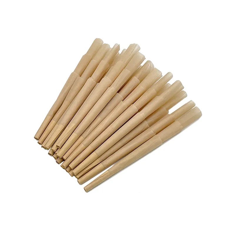 Custom King Size Brown Unbleached Unrefined Fibers Cigarette Hemp Smoking Rolling Paper Pro Rolled Cones With Tips Filter