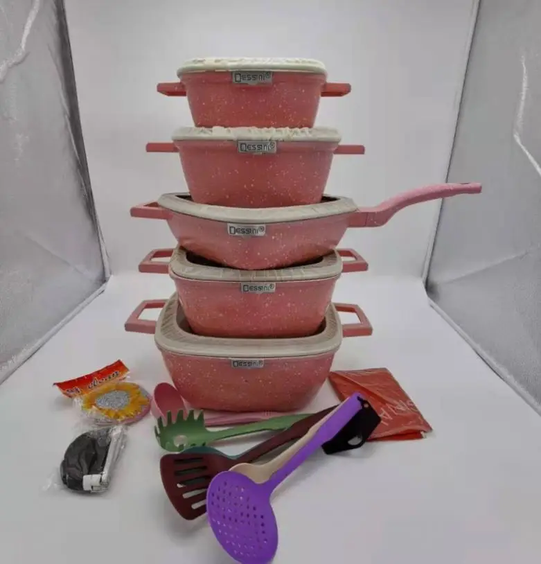 
 Горячая Распродажа, кухонный бытовой набор из 25 предметов, квадратный гранитный мраморный камень Maifan, антипригарный горшок, экологически чистые наборы посуды  