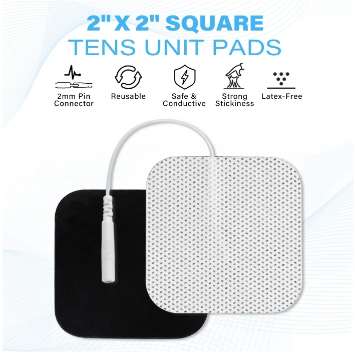 SKYFOREVER Wholesale 2.0mm pigtail TENS electrodes 5*5cm self-adhering Physical Therapy Electrodes Pads for Electrotherapy
