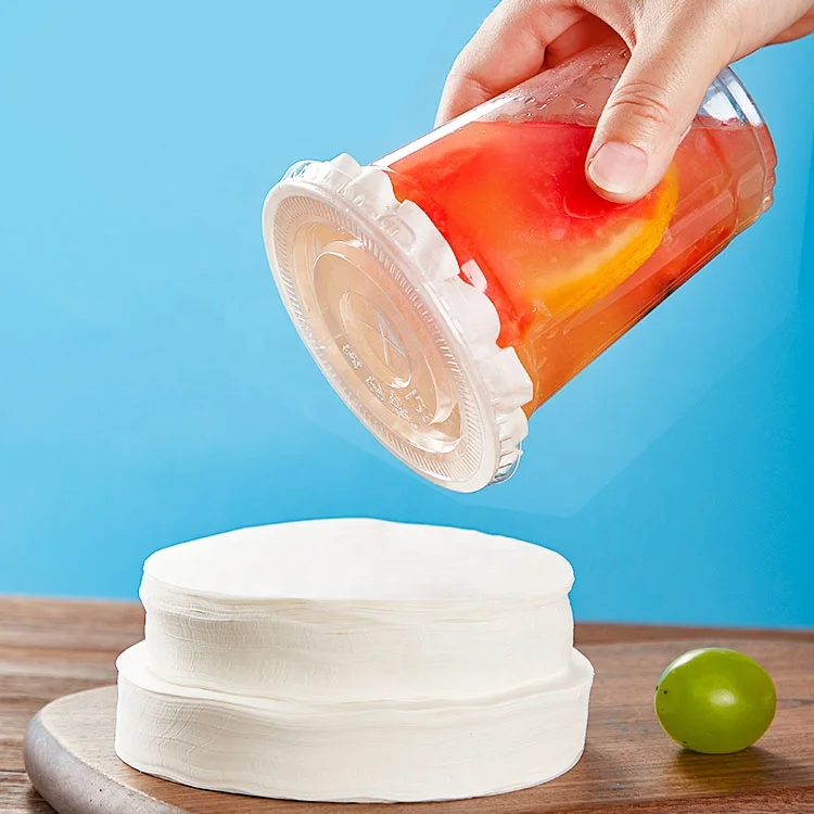 Disposable Food Grade Coffee Milk-tea Cup Air-right Sealing Leak-proof Mat Waterproof Leak Proof drink paper Sheet