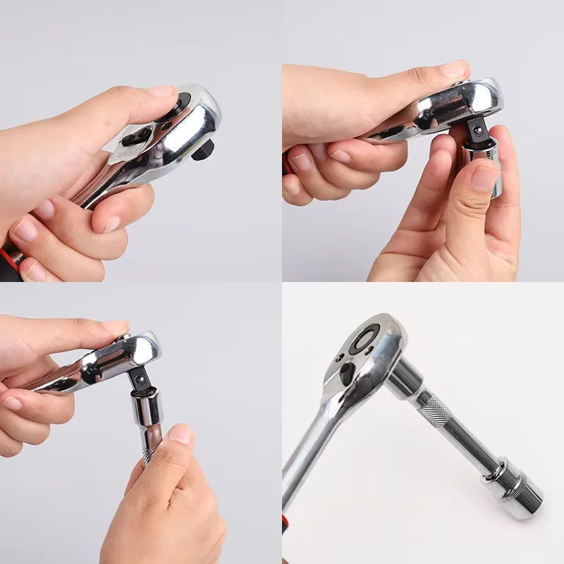 46pcs Car Repair Tool Kits Combination Ratchet Torque Spanner Metalworking 1/4-Inch Socket Wrench Set Auto Repair Mechanic Tools