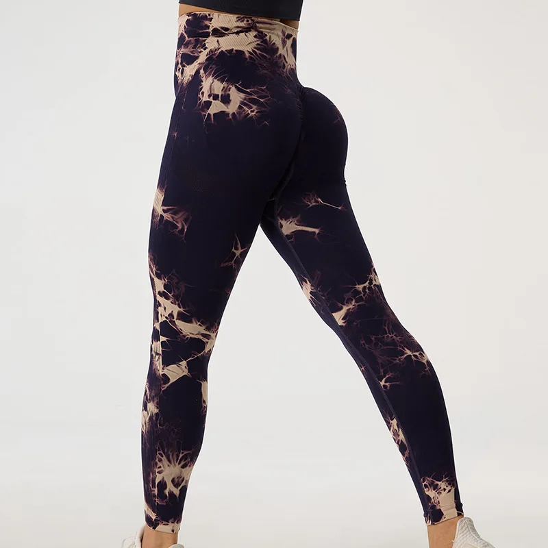 Custom Logo Running Pants Fitness Pants Wear Women Yoga Wear High Waist Tie-dye Higher Quality Leggings